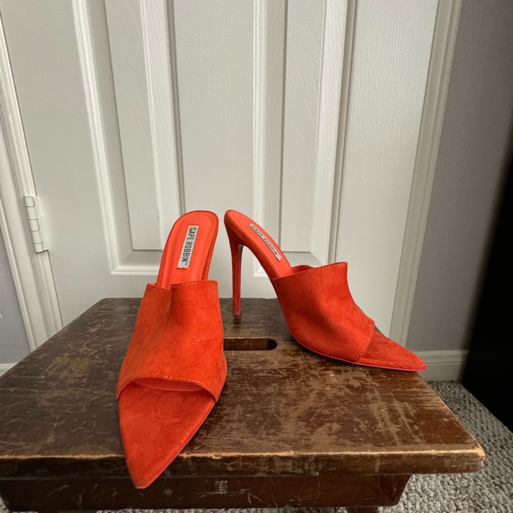 Orange Point open toe heels